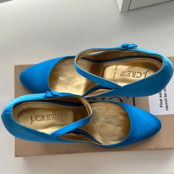 J. Crew Women's Blue Satin Mary Jane Heels - Picture 7 of 8